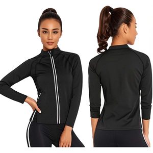 Combinaison de sauna FOXA pour femmes, veste et pantalon en polyester noir, pour la perte de poids, la salle de sport, la maison - Product Image 2