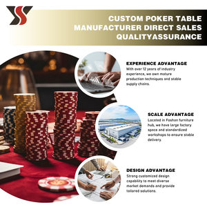 Table de poker Texas de luxe moderne en métal et bois massif YS Factory pour jeux de casino YS-Texas33, YS-Texas33 hautement personnalisable - Product Image 3