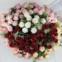Bouquet de mariée en fleurs artificielles en gros, petite composition florale, roses de haute qualité