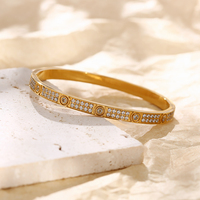 XIXI Luxe, bracelets et bagues en acier inoxydable plaqué or 18 carats pour femmes, entièrement sertis de cristaux et de zircons, ensembles de bijoux tendance