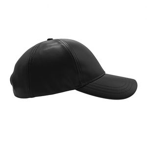 Casquette de baseball noire à visière incurvée pour homme, en cuir véritable, personnalisable - Product Image 3