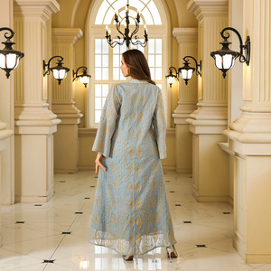 Robe d'été vintage pour femmes de style musulman du Moyen-Orient Abaya Toga Sequin Loog Sleeve Polyester Dress for Spring - Product Image 4