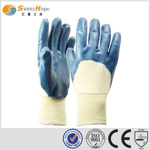 Giá rẻ XL Nitrile găng tay cho an toàn làm việc thoải mái kháng hó<span class=keywords><strong>a</strong></span> chất đan cổ tay chống tĩnh điện với bông lót được bán tại Trung Quốc - Product Image 4