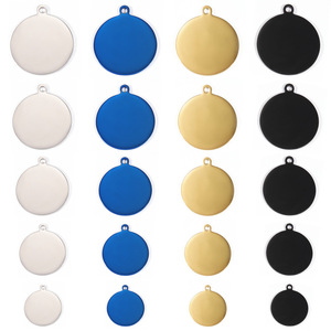 بيع بالجملة شعار مخصص الفولاذ المقاوم للصدأ vd 18 قيراط مطلية بالذهب قلادة مستديرة عملة قلادة مستديرة مسطحة دلاية جذابة تصنعها بنفسك - Product Image 5