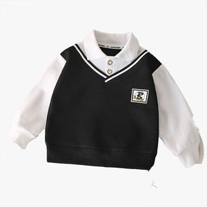 Polo à revers pour garçons, nouveau style automne, sweat-shirt style britannique, design deux-en-un, haut polyvalent et tendance pour enfants plus âgés - Product Image 6