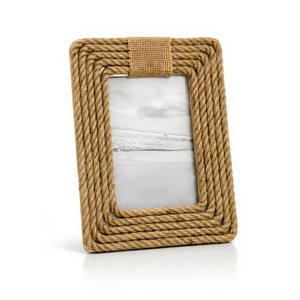 Marco de Fotos Rústico de Cuerda Natural, Rectangular, 4x6 Pulgadas, Hecho a Mano, para Mesa, Vertical, con Detalle de Estrella de Mar - Product Image 1