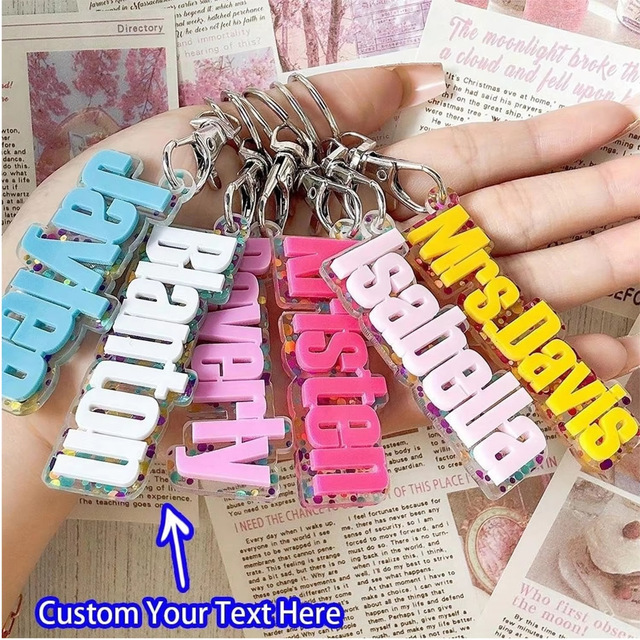 Custom Personalized Colorful Acrylic Light Keychain with Stainless Steel Simple Design-Gift for Friends