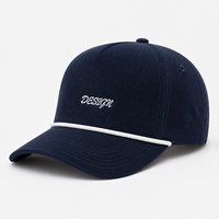 Gorras de béisbol de pana de estilo casual con etiqueta privada, tejido de pana fina con nervaduras, corona de cordón, visera trenzada y cierre deslizante metálico