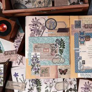 68 autocollants décoratifs vintage à motifs nature, plantes et fleurs, pour <span class=keywords><strong>scrapbooking</strong></span>, journal intime, junk journal, collage et étiquettes DIY - Product Image 4