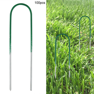 Estacas de hierro verdes redondas en forma de U de 6 pulgadas Sanxing One Stop para instalación de césped artificial - Product Image 6