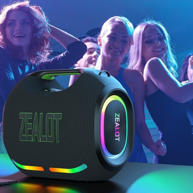 IPX4 Waterproof Zealot ZE21M Wireless Speaker with Microphone High Power Portable RGB LED 48000mAh Large Battery