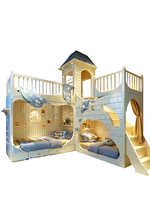 Lit d'angle pour chambre d'enfants château d'enfants Design personnalisé Maison de jeu Lit mezzanine de grande taille Lits superposés pour enfants