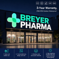 Enseigne de porte personnalisée avec logo de pharmacie éclairé par LED pour les entreprises, avec LED haute luminosité étanche IP67 et transformateur de marque CE/UL