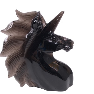 Natural crystal gemstone hand carved crafts natural quartz horse head statues crystal unicorn