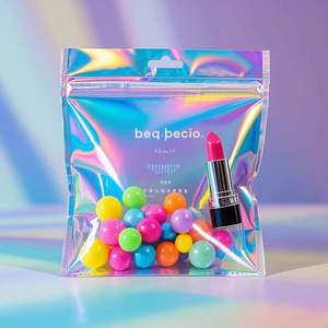 Custom Gravure Printed Rainbow Holographic <b>Ziplock</b> Stand up Pouch Mylar <b>Bags</b> Moisture-Proof Reusable Packaging for Pet Food - Product Image 1