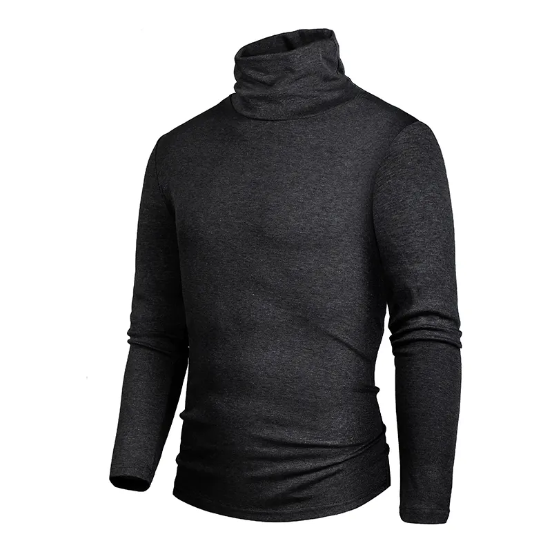 Nieuwe Collectie Winter Heren Dagelijks Casual Kleding Katoen Polyester Slim Fit Volledige Lange Mouwen Hoge Coltrui Shirts