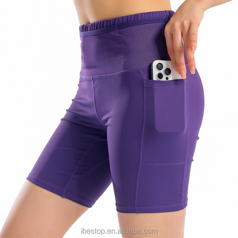 Women's Leggings Shorts Side Flap Pocket High Waist Hip Lifting Fitness Ring Waist Outdoor Running Sports Yoga Shorts