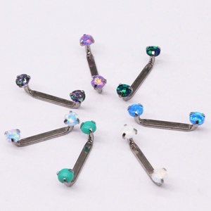 Bijoux de piercing Gaby Titanium Christina en forme de <span class=keywords><strong>L</strong></span> avec disques d'<span class=keywords><strong>opale</strong></span>, bijoux de piercing corporel - Product Image 1