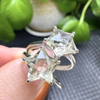 Vente en gros de bagues et boucles d'oreilles en olivine naturelle de Libye, cristal sculpté en forme d'étoile à cinq branches, pierre brute, tendance mode pour femmes