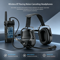 Auriculares Inalámbricos BT 5.5 para Monitores de Carreras, Auriculares con Cancelación Activa de Ruido y Micrófono para Casco de Carreras, Reducción de Ruido ENC para Llamadas