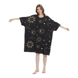 Transpirable Impresión suave Tallas grandes Vestido <span class=keywords><strong>de</strong></span> Casa <span class=keywords><strong>de</strong></span> gran tamaño Camiseta Verano Pijamas largos sueltos Camiseta <span class=keywords><strong>de</strong></span> dormir para niñas - Product Image 5