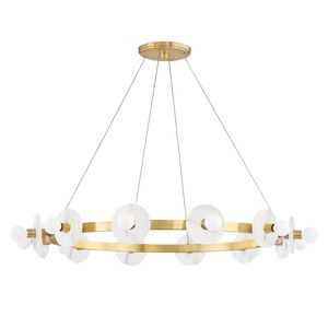 Lustre moderne en albâtre <span class=keywords><strong>Cora</strong></span>, lampes suspendues de luxe dorées, luminaire suspendu en marbre pour salon - Product Image 4