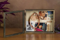 JUNJI Urne d'ombre commémorative pour animaux de compagnie avec couvercle en acrylique, affichage photo magnétique-Boîte à souvenirs pour chien/chat pour cadeau de perte d'animaux de compagnie