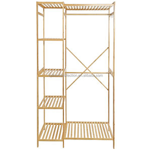 Porte-vêtements mural amovible en bambou Urban <span class=keywords><strong>Flex</strong></span> SYT pour placard, avec barre de suspension et étagère de rangement pour coin de dressing - Product Image 3