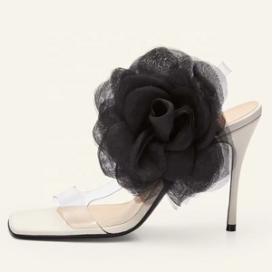 Women's PVC Straps Sandals 3D Side Flower Summer Stiletto on Thin High Heels Dress <b>Pumps</b> Shoes - Product Image 2