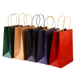 Sacs en papier kraft personnalisés avec poignée de couleur unie, emballages cadeaux, emballages alimentaires, sacs en papier kraft décoratifs - Product Image 5