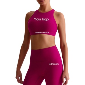 Sujetadores deportivos de yoga con tirantes finos y cuello alto, top acolchado de yoga con tirantes cruzados de alto soporte para mujer - Product Image 1