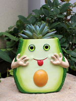 Op Maat Gemaakte Creatieve Hars Avocado Vorm Bloempot Schattige Handgeschilderde Sculptuur Hars Avocado Vorm Planter Voor Interieur.