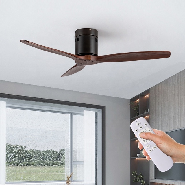 Modern Minimalist CB CE SAA Certified Wood 3 Blades 48 Inch 52 Inch Remote Control Bldc Ceiling Fan