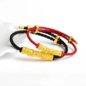 Bracelet à breloques de luxe en or pur 24K Au999, bijoux fins pour femmes, hommes et femmes