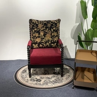 Fauteuil d'appoint vintage en bois massif avec revêtement en tissu et cuir PU, pour salon, fauteuil de détente