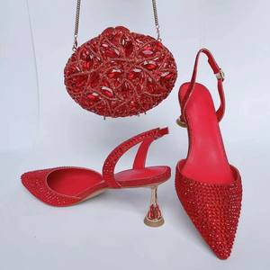 Свадебные босоножки на высоком каблуке со стразами и сумочка в комплекте женские вечерние итальянские вечерние туфли на высоком каблуке и сумочки - Product Image 2