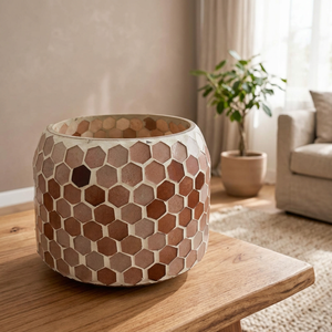 Porte-bougie en verre mosaïque écologique fait à la main, motif hexagonal, lanterne pour la décoration de la maison, les mariages et Noël - Product Image 3