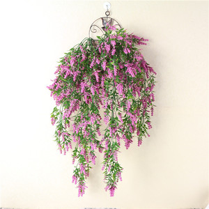 Ye Min-ting Fleurs artificielles murales en lavande, panier de plantes décoratif pour salon, style rotin - Product Image 4