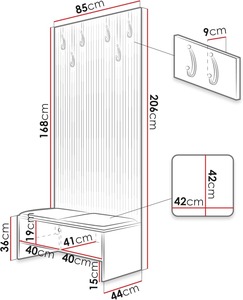 Ensemble de <span class=keywords><strong>porte</strong></span>-manteaux en bois de fournisseur d'usine <span class=keywords><strong>avec</strong></span> panneaux muraux rembourrés armoire à chaussures <span class=keywords><strong>et</strong></span> 12 crochets pour le stockage de couloir moderne - Product Image 2