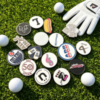 Marcador de Pelota de Golf Personalizado de Metal Esmaltado con Recubrimiento en Polvo, Grabable, al por Mayor, en Blanco, de Acero Inoxidable con Grabado en Clip de Garra