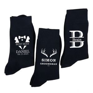 Customized Groomsmen <b>Socks</b> with Personalized Name - Bespoke Wedding Day Gifts for Groom Crew - Cotton Dress <b>Socks</b> - Product Image 1