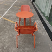 Ensemble de table ronde et chaises en aluminium pour terrasse de café, restaurant ou espace extérieur - Mobilier de jardin en métal