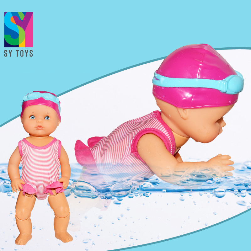 SY Novelty swimming floaty kids play can move baby swim doll toy