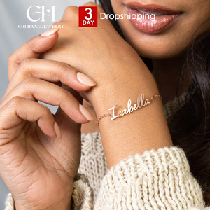 Braccialetto Personalizzato <span class=keywords><strong>con</strong></span> <span class=keywords><strong>Nome</strong></span> per Donne, Placcato Oro in Acciaio Inossidabile 316L, Gioielli <span class=keywords><strong>con</strong></span> Lettere Personalizzate, Supporto per Dropshipping - Product Image 1