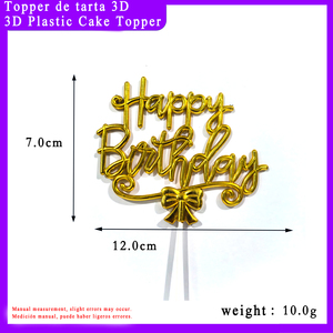 Décoration <span class=keywords><strong>de</strong></span> gâteau d'<span class=keywords><strong>anniversaire</strong></span> 3D en plastique, motif nœud papillon et fleurs, pour célébrations festives, prix d'usine - Product Image 3