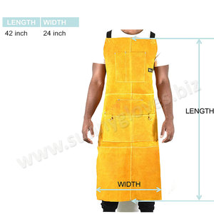 2021ที่กำหนดเองทนความร้อนวัวสีเหลืองหนังเชื่อมผ้ากันเปื้อนสำหรับงานอุตสาหกรรม - Product Image 2