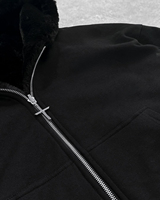 Sweat à capuche personnalisé, double couche, imprimé léopard, poids lourd, en molleton français, surdimensionné, fausse fourrure, réversible, fermeture éclair, sweat à capuche uni pour homme
