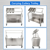 Chariot de transport de couverts en acier inoxydable pour cuisine professionnelle avec roues