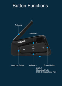Intercomunicador para Motocicleta TOUCARE T80, Bluetooth 5.0, Conversación en Grupo para 32 Motociclistas, Fácil Cambio de Canal, Auriculares para Casco con Clasificación IP67, Interfono para Moto - Product Image 4