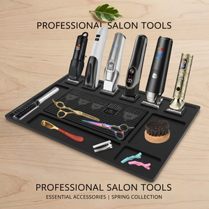 Tapis de barbier en silicone personnalisé avec logo, résistant à la chaleur, antidérapant, pour outils de coiffure, magnétique et standard, OEM pour salon - Product Image 1